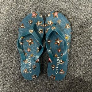 Coach Blue Flip Flops with Star Design